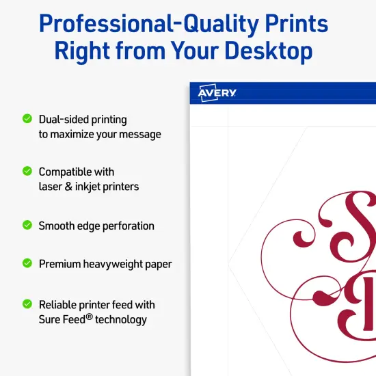 Avery Printable Geo Flat Cards, Sure Feed Technology, 5" x 7", Matte White Cardstock, Laser/Inkjet Printable, 20 Total, Great for Product Branding, Marketing, and More {2}
