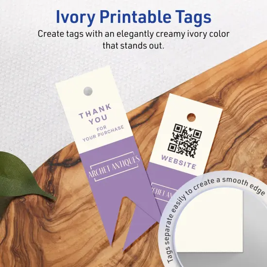 Avery Printable Banner Rectangle Flag Tags, Sure Feed Technology, 1" x 3", Matte Ivory Cardstock, Print-to-The-Edge, Laser/Inkjet Printable, 160 Total {3}