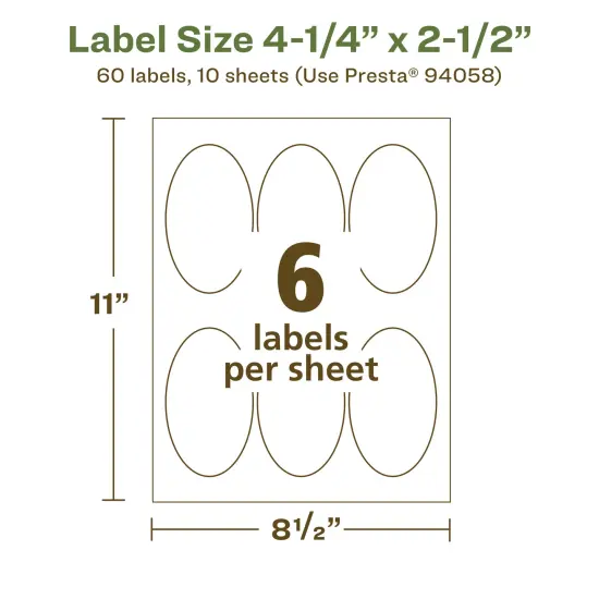 Avery Recycled Matte White Labels,4-1/4" x 2-1/2" Oval {5}