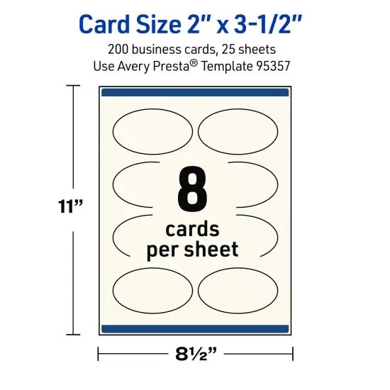 Avery Printable Oval Business Cards, Sure Feed Technology, 2" x 3-1/2", Matte Ivory Cardstock, Print-to-The-Edge, Laser/Inkjet Printable, 80 Total {5}