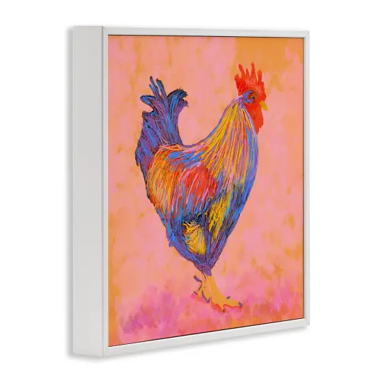 Stupell Industries Warm Hued Vibrant Rooster Framed Giclee By Dina Riddle {3}