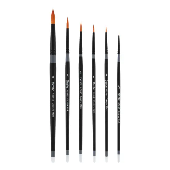 Creative Mark Beste Golden Taklon Round #4 - 2 Pack Artist Brush, Professional Watercolor Brushes, For Acrylic Painting, Short Handle, Sharp Edges, Hand-Tied & Shaped {4}