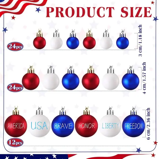 60 Pcs 4th of July Ball Decorations Set 3 Sizes (Letter) {2}