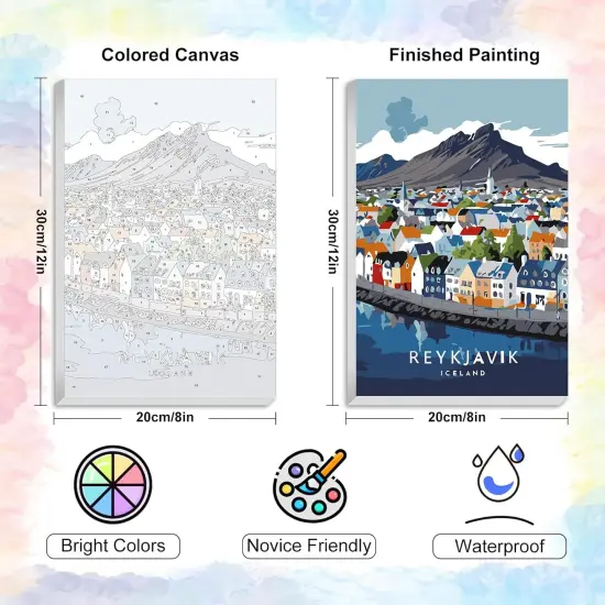 8x 12 inch-Iceland Landscape Paint by Numbers With Frame {3}