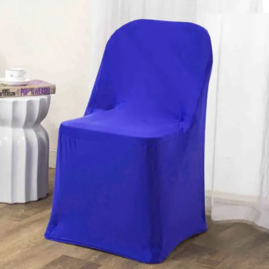 Royal Blue Folding Spandex Chair Cover for Event Seating {3}