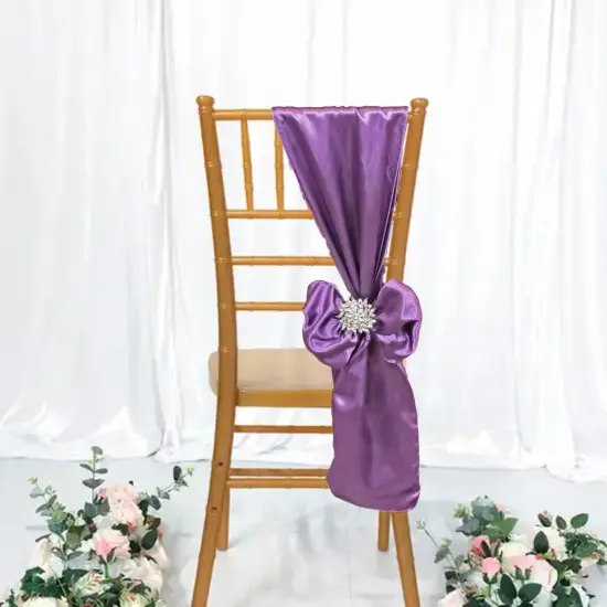 10 Pieces Wisteria Satin Chair Bands, 8"x108" Smooth Elegant Event Sashes {3}