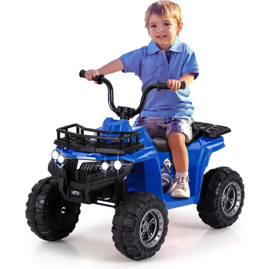 Costway Kids Ride On Electric ATV 6V 4-Wheeler Quad Car with One-Button Start Tread Tires Black/Navy/Red/Pink {8}