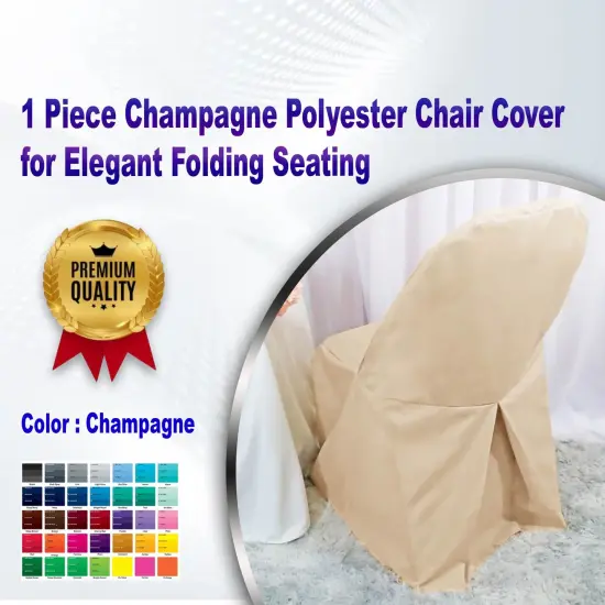 1 Piece Champagne Polyester Chair Cover for Elegant Folding Seating {1}