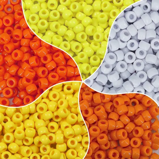 MIIIM 1000PCS 6x9mm Pony Beads Bulk, 5 Styles Yellow Pony Beads for Bracelets Making Kit, Kandi, Hair Braids Crafts for Jewelry Making (Yellow) {2}