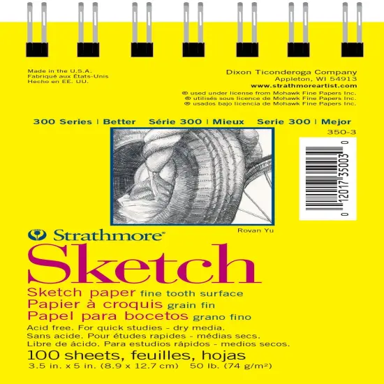 Strathmore 300 Series Sketch Pad 3.5"X5"-100 Sheets, Wire Bound {1}