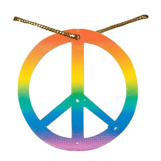 Hippie Rainbow Peace Medallion Necklace Costume Accessory {4}