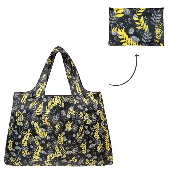 Wrapables Large Foldable Tote Nylon Reusable Grocery Bags, 6 Pack, Exotic Feathers {2}