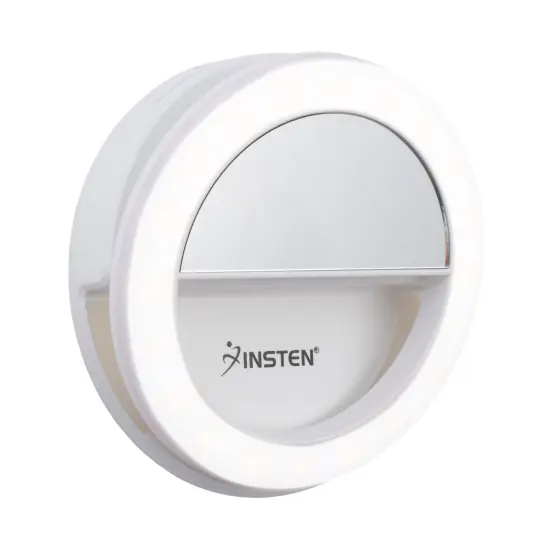 Insten 3" Mini LED Selfie Ring Light with Mirror and Clip for Video Photography, Laptop Tablet Cell Phone, Dimmable, 36 Beads, USB Powered White {1}