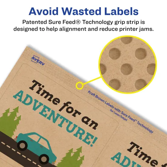 Avery Kraft Brown Rectangle Labels with Sure Feed, 4" x 3-1/3" {4}