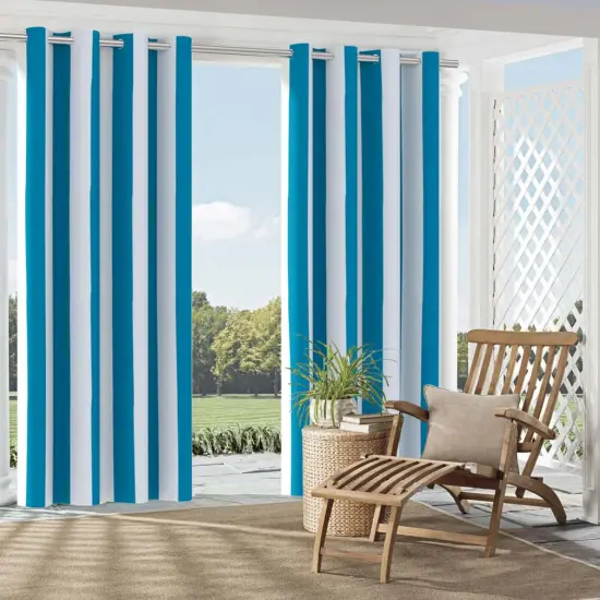 Azure - Blue Stripe Upholstery Fabric 54 Inches" {2}