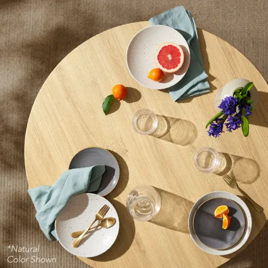 Best Choice Products 35.5in Mid-Century Modern Round Dining Table w/ Steel Legs, Adjustable Feet Brown {6}