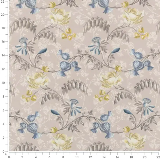 Daffodil - Blue,Gold & Yellow Floral Upholstery Fabric 54 Inches" {4}