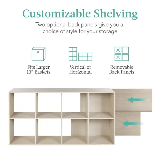 Best Choice Products 8-Cube Bookshelf, 13.5in Display Storage System, Organizer w/ Removable Back Panels Whitewash {3}