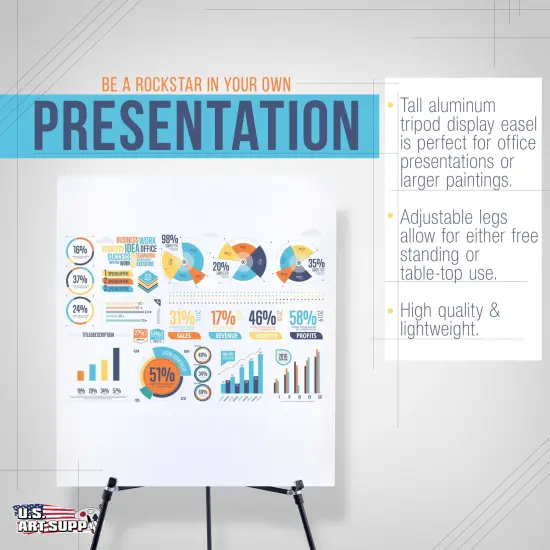 U.S. Art Supply 70" High Showroom XL Silver Metal Display Easel (6 Pack) - Large Adjustable Height Portable Easel Stand, Sign Display, Holds 45 lbs - Floor & Tabletop Easels, Painting Stand {4}