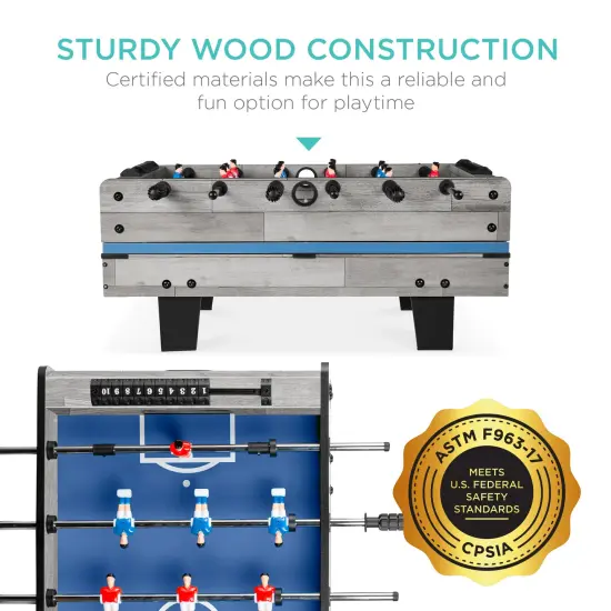 Best Choice Products 4-in-1 Multi Game Table, Childrens Arcade Set w/ Pool Billiards, Air Hockey, Foosball Gray {3}