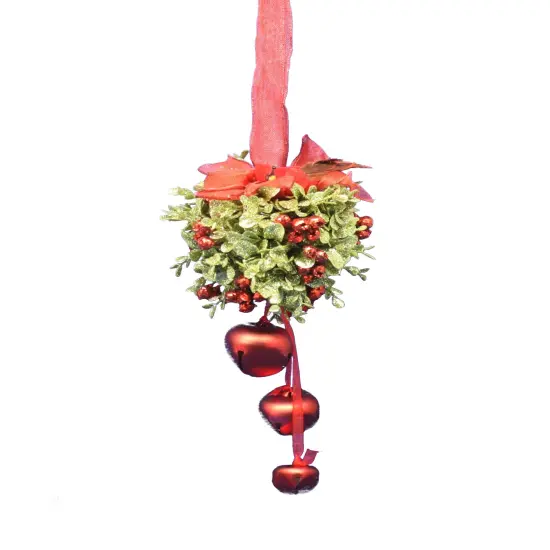 Cardinal Jingle Bell Door Hanger - Kissing Ball - Red {2}