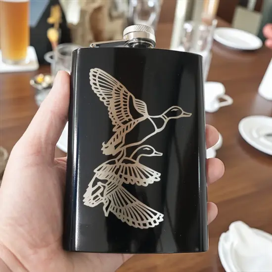 8oz BLACK Ducks Flask {2}