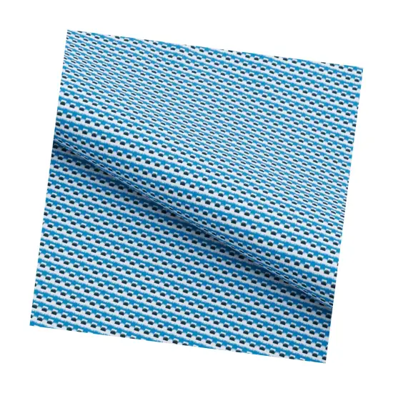 1 Yard Bit Squared Printed On Recycled Spandex Fabric Blue/White {5}