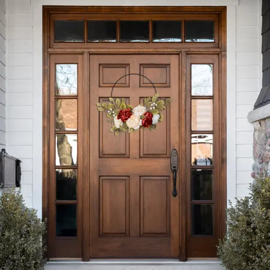 Northlight Fall Harvest Artificial Floral Fall Foliage Twig Wreath - 22" Orange {4}