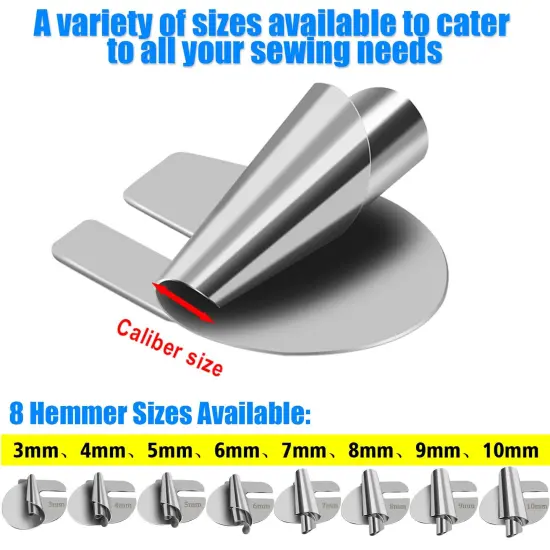 Sewing Rolled Hemmer Foot 8PCS Rolled Hem Presser Foot 3/4/5/6/7/8/9/10mm 8 Sizes Wide Rolling Hem Foot Sewing Machine Presser Feet Hemmer Home Industrial Curved Scroll Hemming Feet {6}