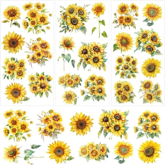 3 Sheets Sunflowers Rub on Transfers for Crafts and Furniture 12&times;6inch {1}