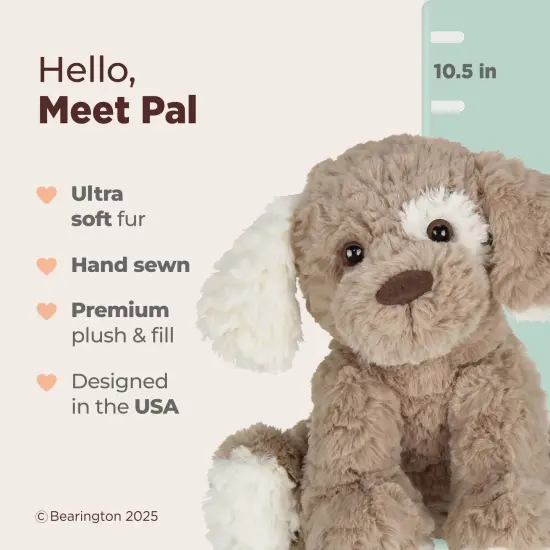 Bearington Collection Beige and Brown Dog Stuffed Animal 11 In - Puppy Stuffed Animals - Plush Dog Toys for Kids - Plushies, For Ages 1-14 {2}