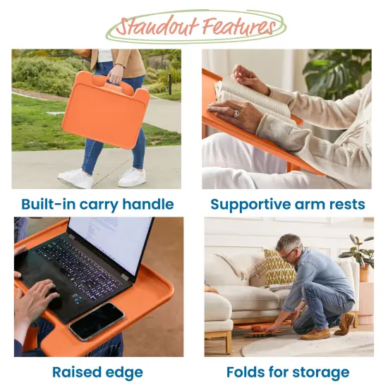 The Surf Folding Portable Lap Desk, Large, Flexible Seating Orange {4}