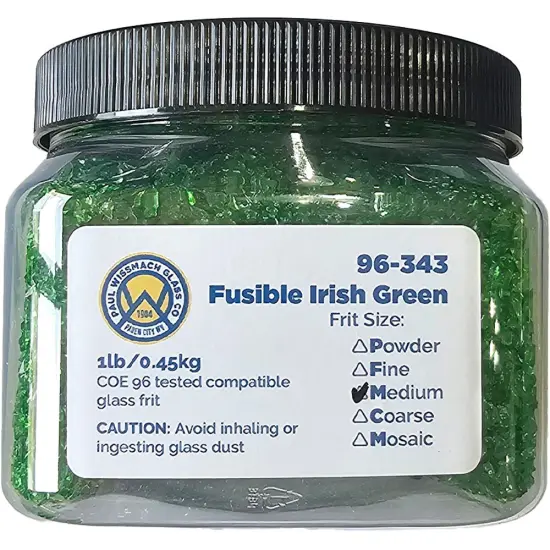Wissmach Frit Medium Irish Green Transparent 96-343 1Lb. Jar 96 COE {2}