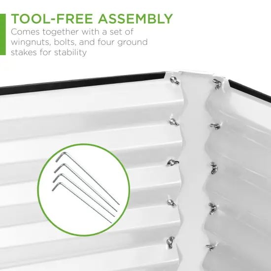 Best Choice Products 6x3x2ft Outdoor Metal Raised Garden Bed, Planter Box for Vegetables, Flowers, Herbs White {4}