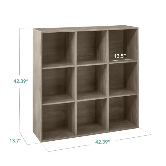 Best Choice Products 9-Cube Bookshelf, 13.5in Display Storage System, Organizer w/ Removable Back Panels Greige {2}