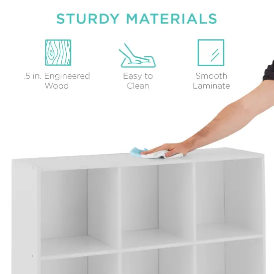 Best Choice Products 9-Cube Bookshelf, 13.5in Display Storage System, Organizer w/ Removable Back Panels White {6}