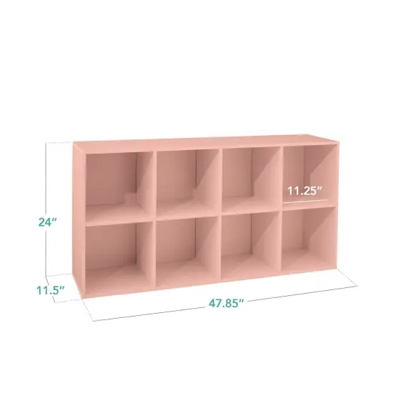 Best Choice Products 8-Cube Bookshelf, 11in Display Storage System, Organizer w/ Removable Back Panels Light Pink {2}