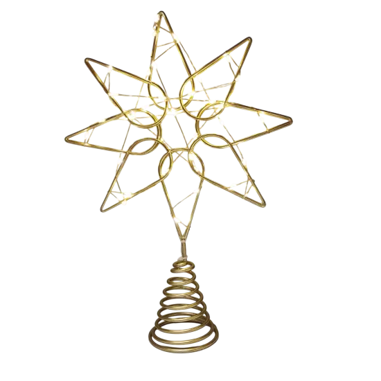 Gold Octagram Star - Tree Topper - 13 Inch {1}