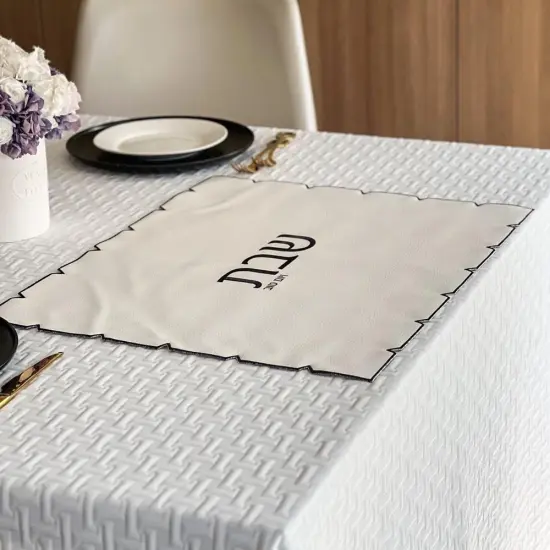 Black Embroidered Leatherette Challah Cover {1}