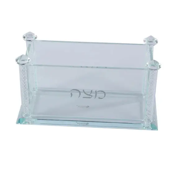 Crystal Square Matzah Box with Net Diamond Design Silver {2}