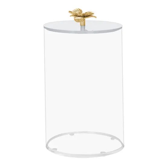 Lucite Cookie Jar with White Lid & Gold Flower Handle {1}