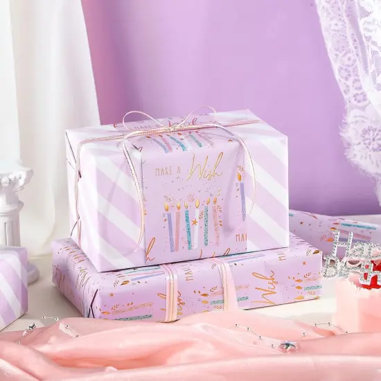 Reversible Birthday Wrapping Paper Roll 17 inches x 32.8 Feet {4}