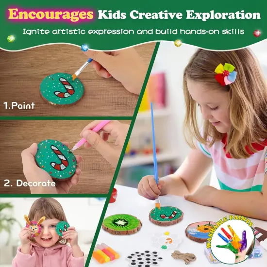 Kids Wood Painting Kit Glow in The Dark - Arts and Crafts for Kids {5}