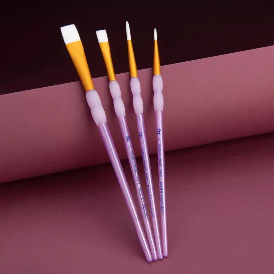 RCC 223 | Crafter's Choice&trade; 4pc White Taklon Shader/Round Brush Set {2}