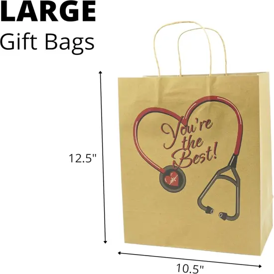 4E's Novelty Nurse Gift Bags &ndash; 12 Pack Large Kraft Graduation Gift Bags for Nurse Appreciation Week {4}