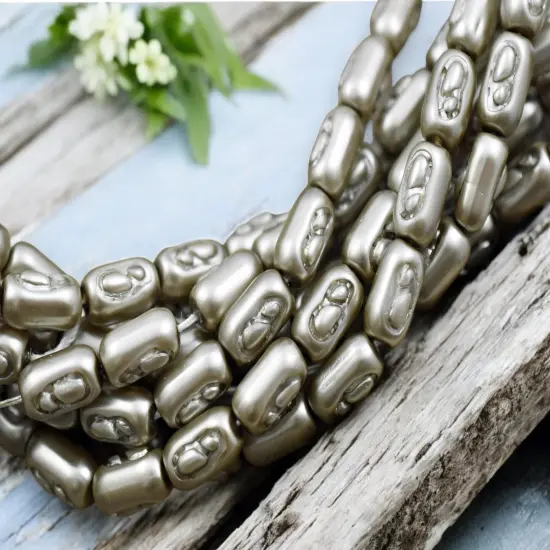 Satin Taupe Pearl Baroque Oval Beads -- Choose Your Size {3}