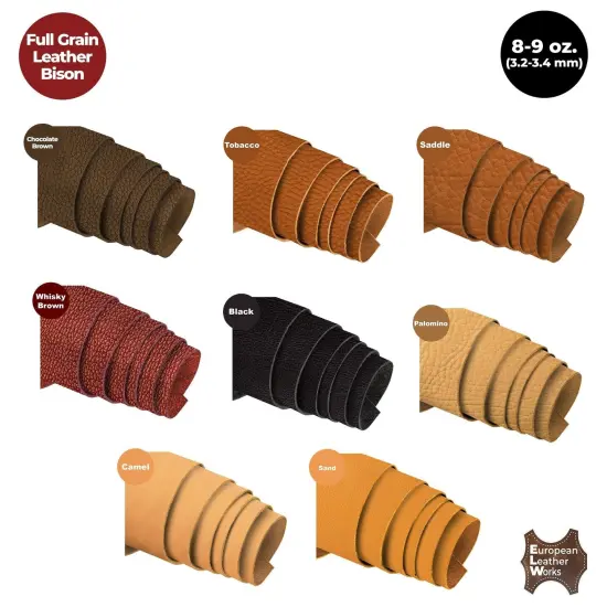 ELW Genuine American Leather Bison 8-9 oz (3.2-3.4mm) Pre-Cut - 4 to 23 SQ FT -Full Grain Leather&nbsp;Bison Hide DIY Craft Projects, Bag, Chap, Motorcycle, Clothing, Jewelry, Moccasins {7}