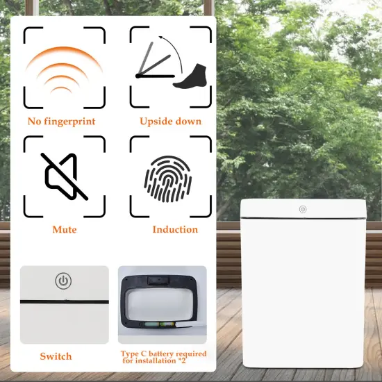 Intelligent Three-mode 15L/3.96gal Induction Garbage Can Perfect for Bedroom, Bathroom, Office {6}