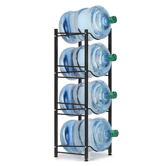 4-Tier Water Jug Rack, 5 Gallon Detachable Water Bottle Holder for Kitchen, Office, Home, Black {2}