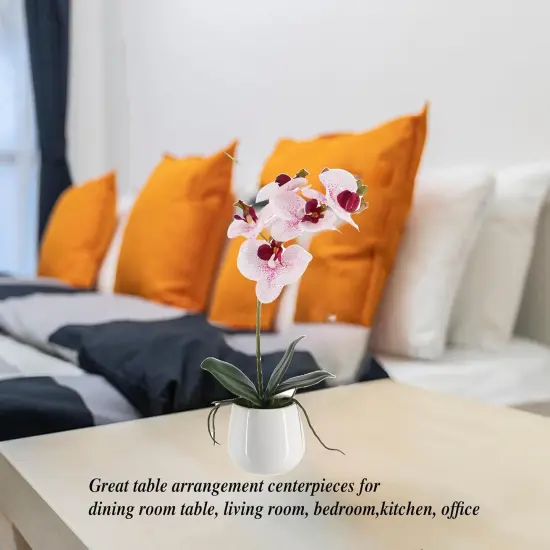 Artificial Orchids in Ceramic Pottery,Fake Orchid with Real Touch Stems, Faux Orchid Flowers for Artificial Flora Table Arrangement Centerpiece,Gift for Mom,Wife,Friends.Home & Office Decoration(16in) {2}